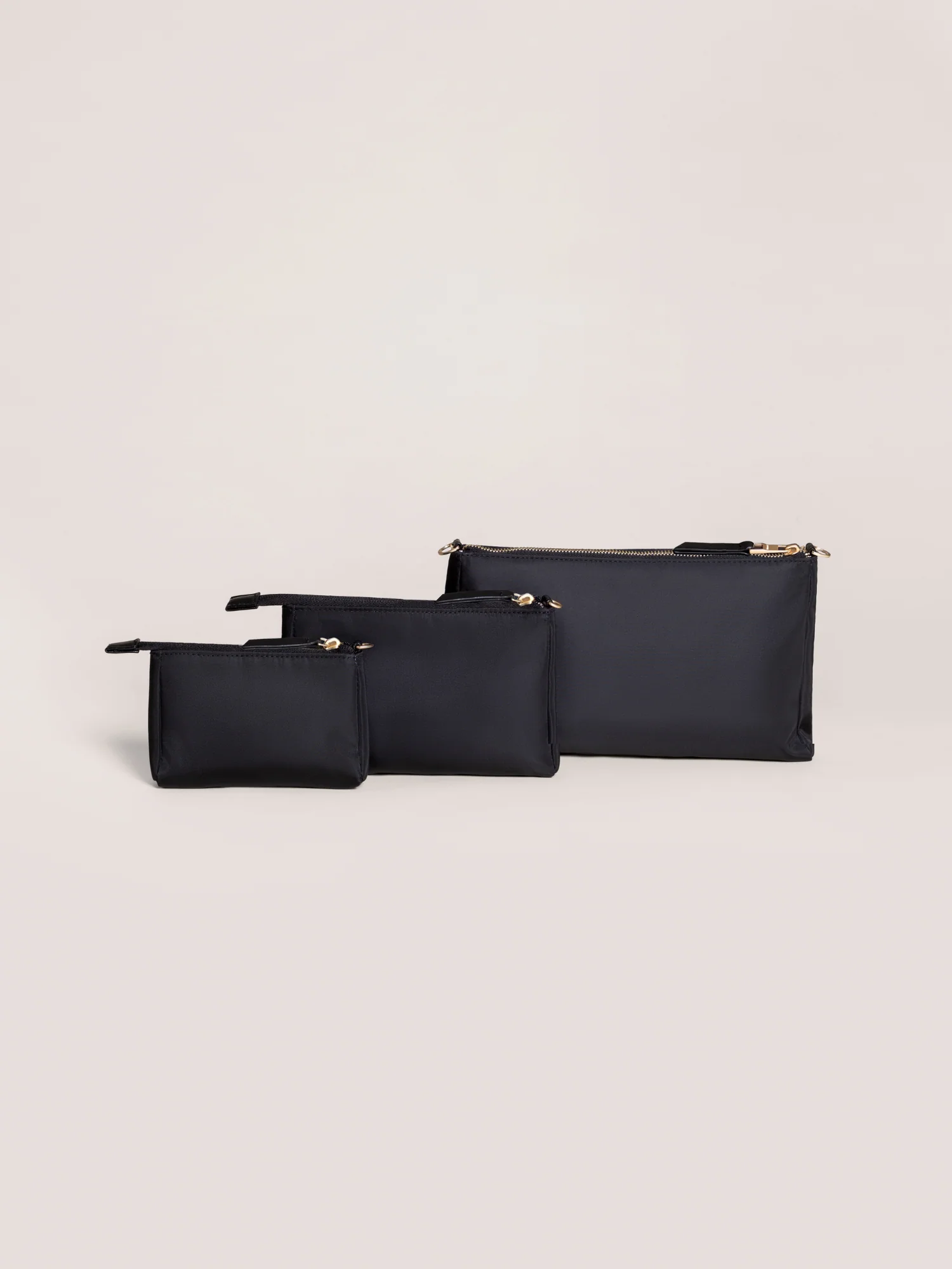 3-Piece Pouch Clutch Purse Set - Black - Image 3