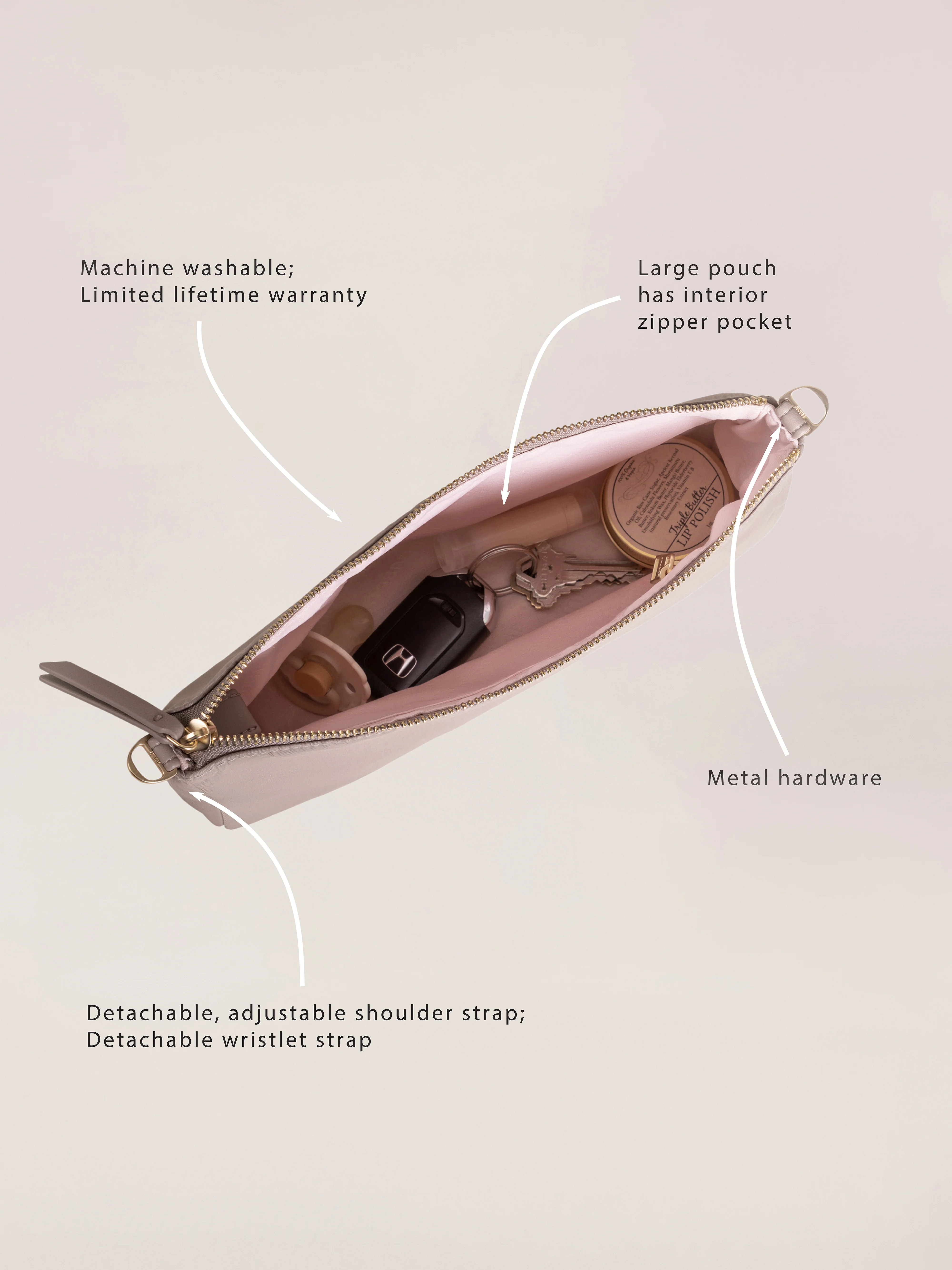 3-Piece Pouch Clutch Purse Set - Taupe - Image 3