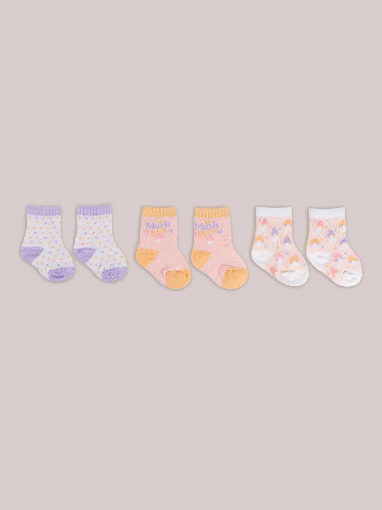 3-Pack Soft Durable Baby Socks Set - Mushy Love - Image 3