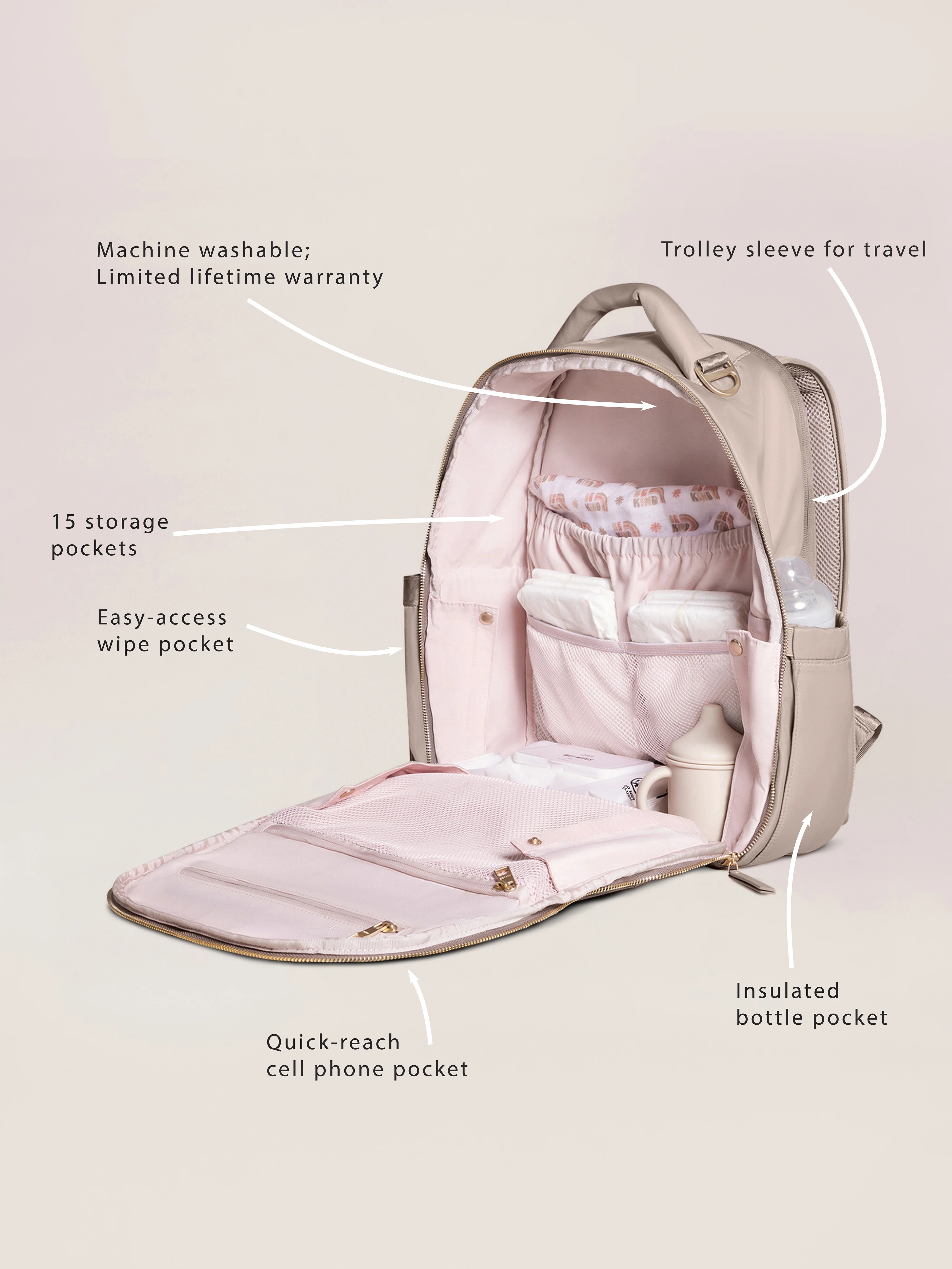 Witney Carson Classic Diaper Backpack - Cloud - Image 3