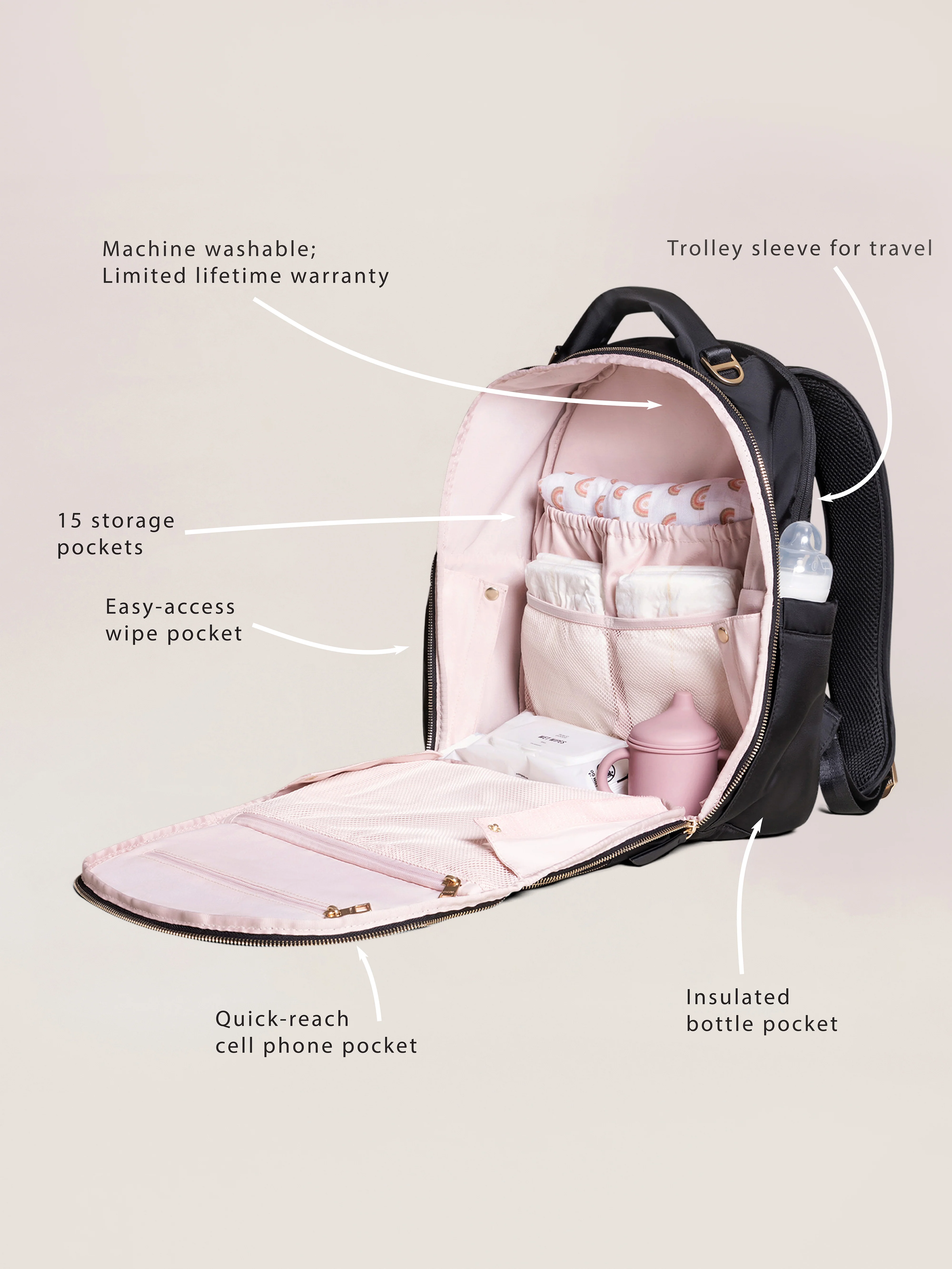 Sazan + JuJuBe Classic Diaper Backpack - Paisley Floral - Image 4