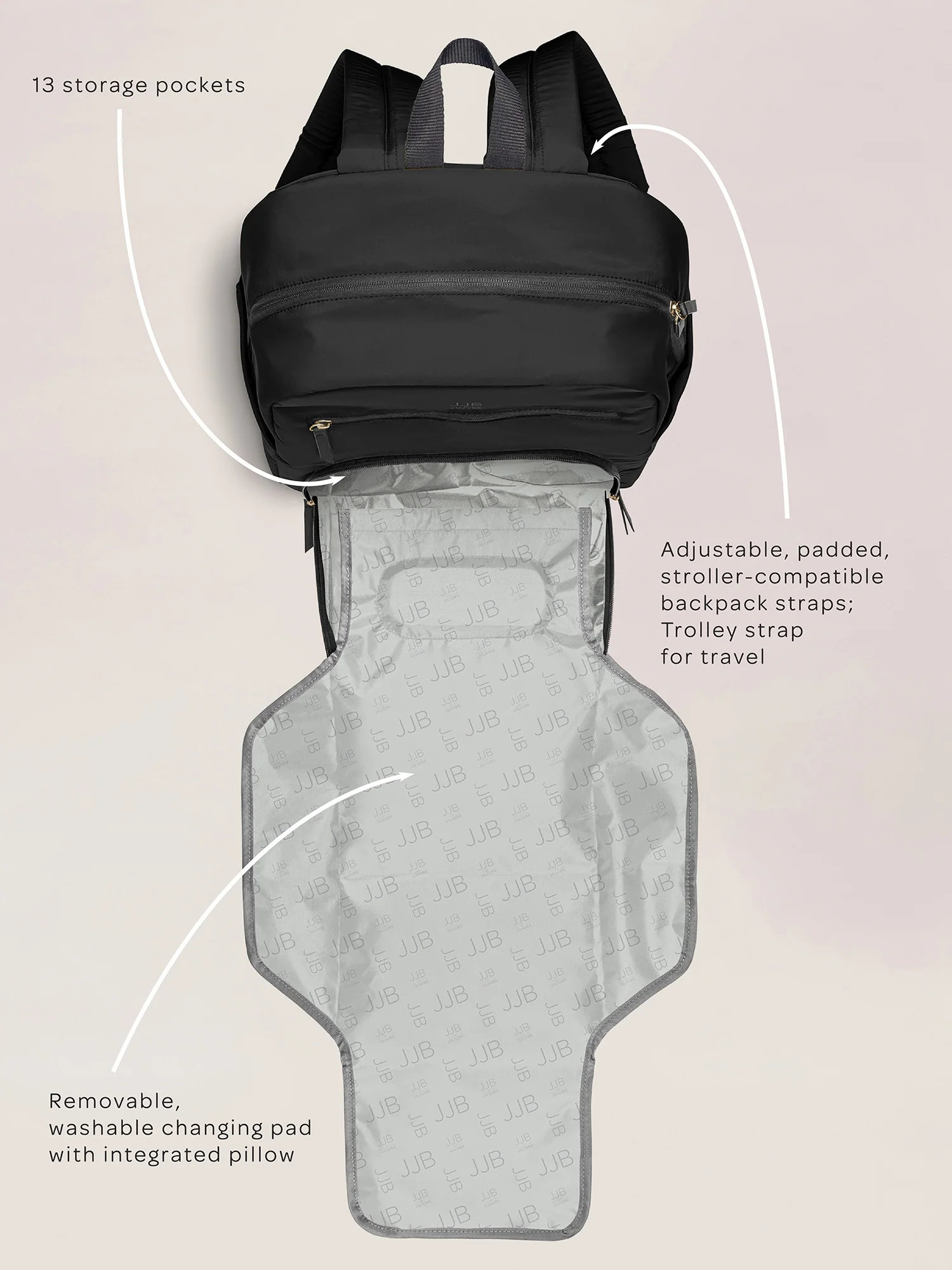 Deluxe Backpack Diaper Bag - Black - Image 5