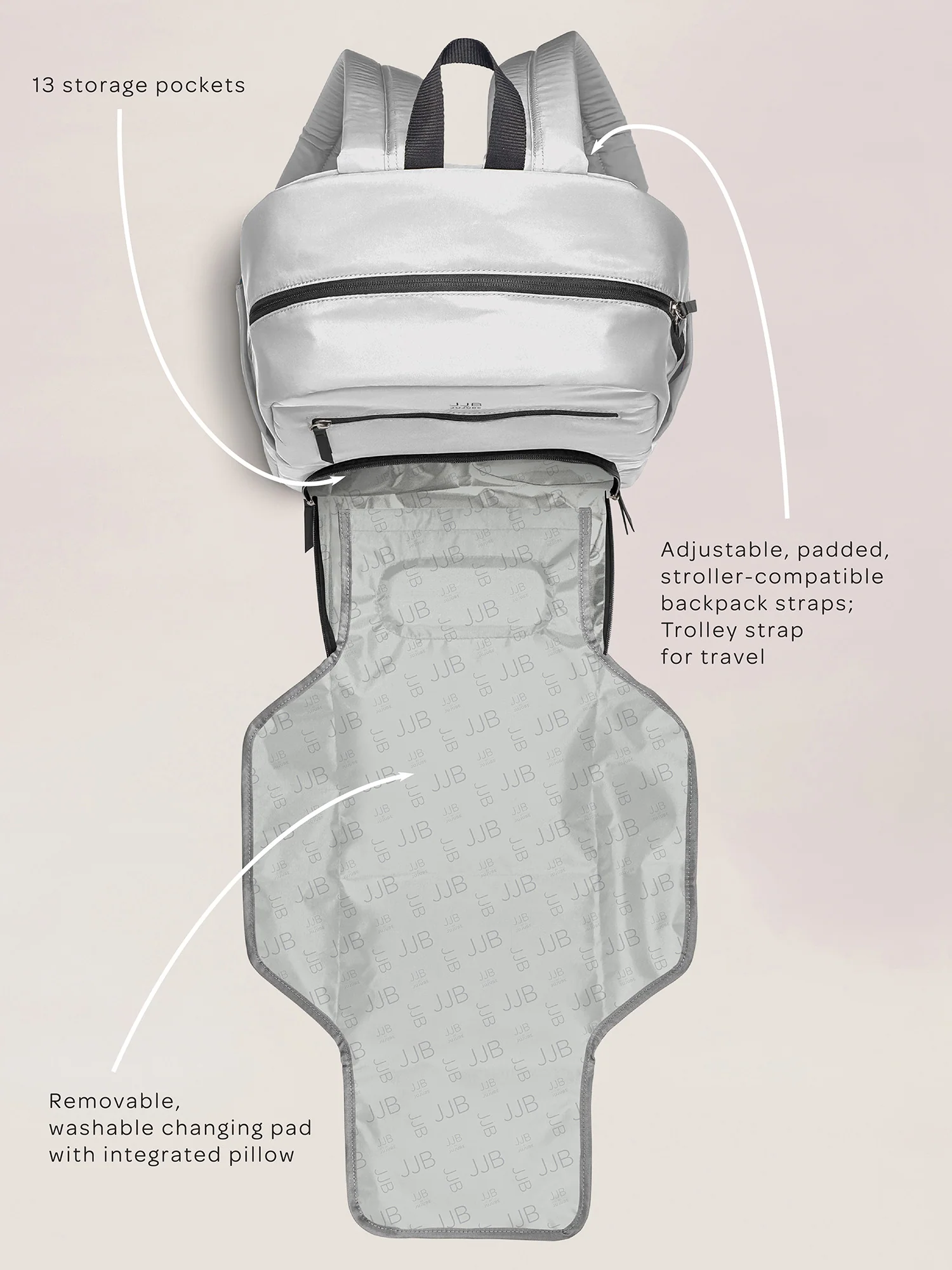 Deluxe Backpack Diaper Bag - Grey - Image 6