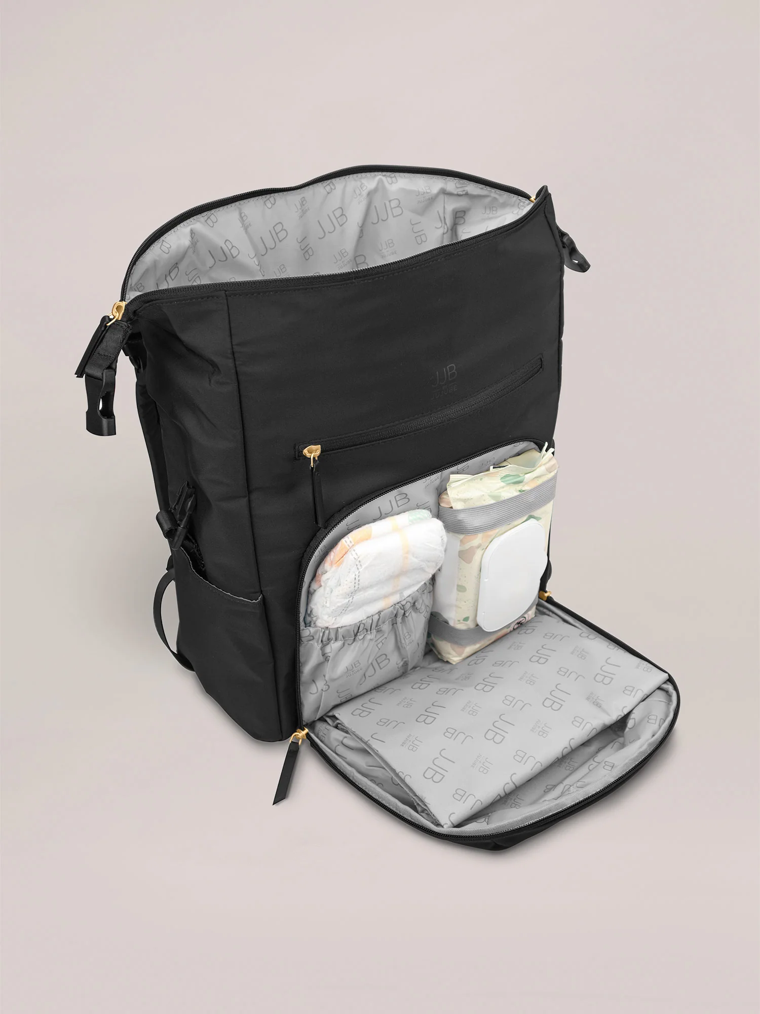 Modern Backpack Diaper Bag - Black - Image 4