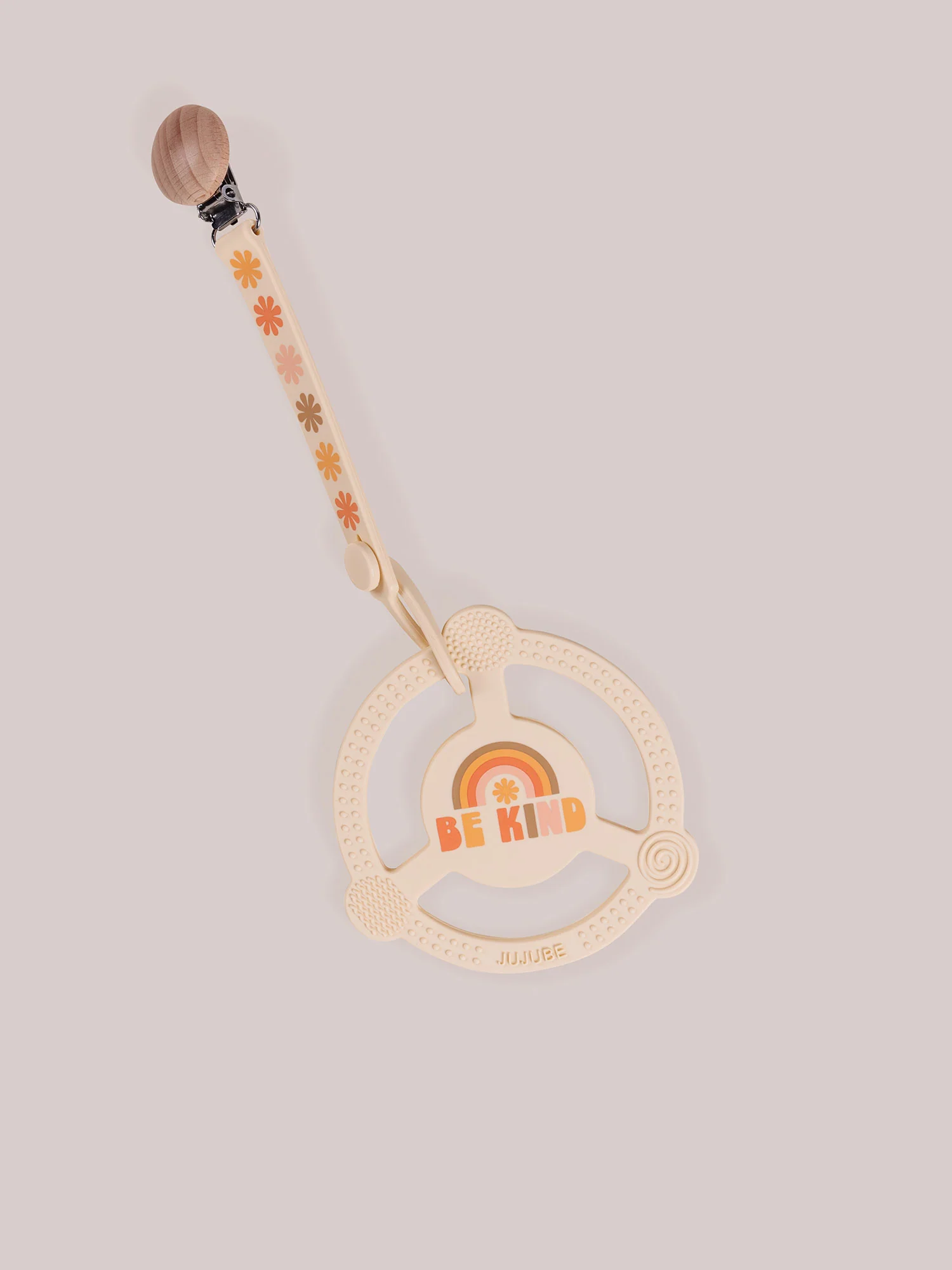 Silicone Teether Ring & Detachable Clip - Be Kind Rainbows - Image 3