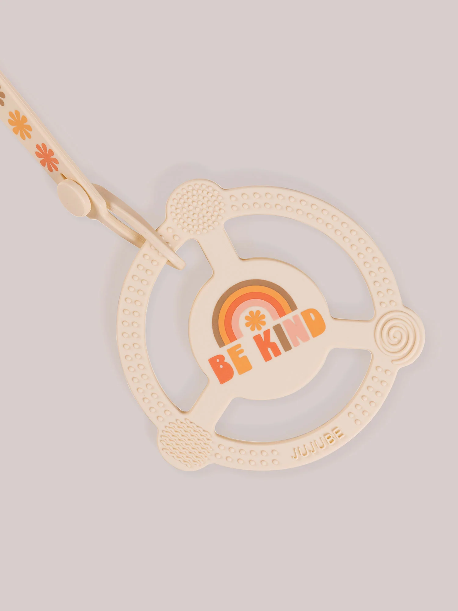 Silicone Teether Ring & Detachable Clip - Be Kind Rainbows - Image 4