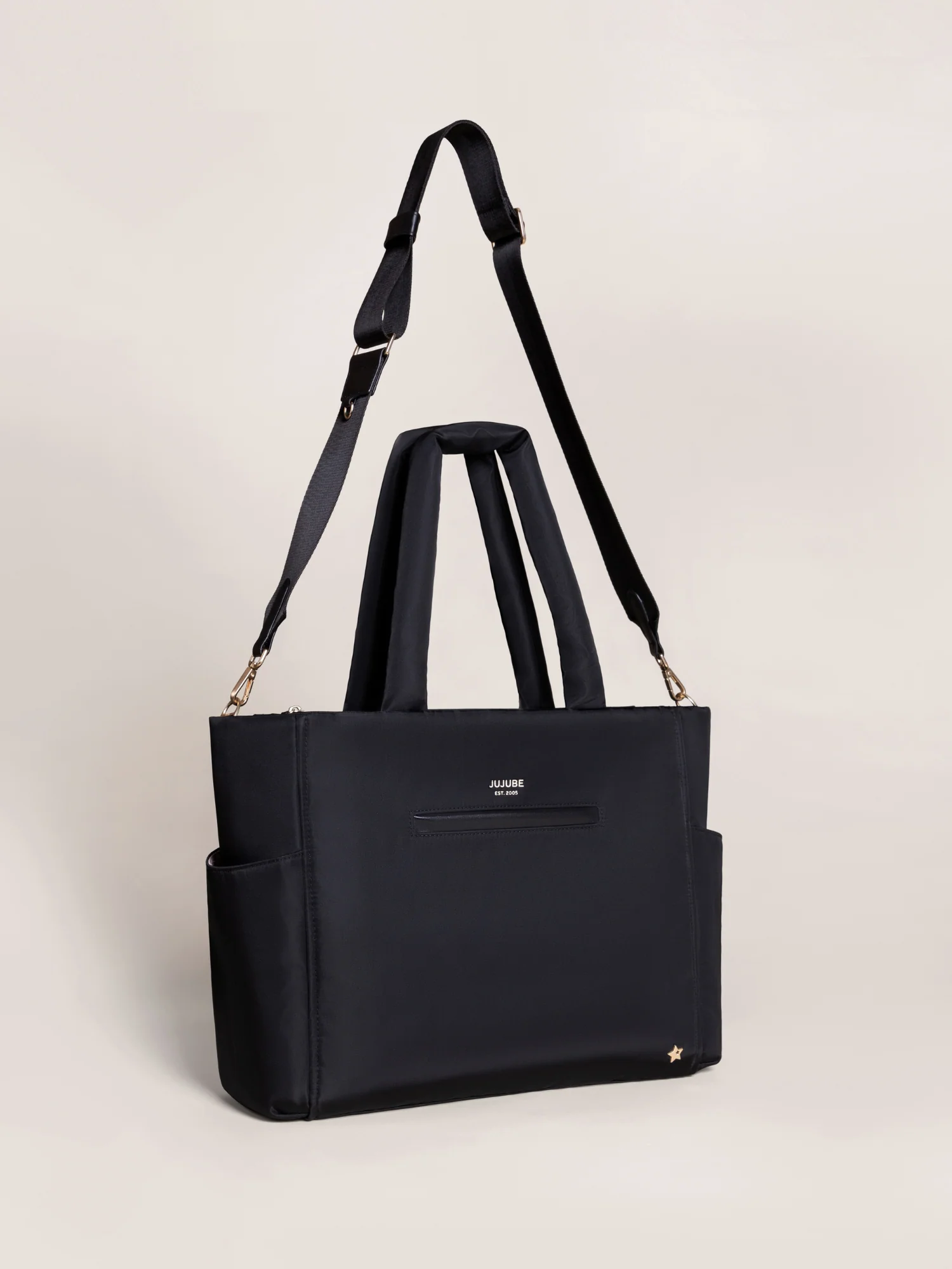 Utility-Strap Tote Diaper Bag - Black - Image 4