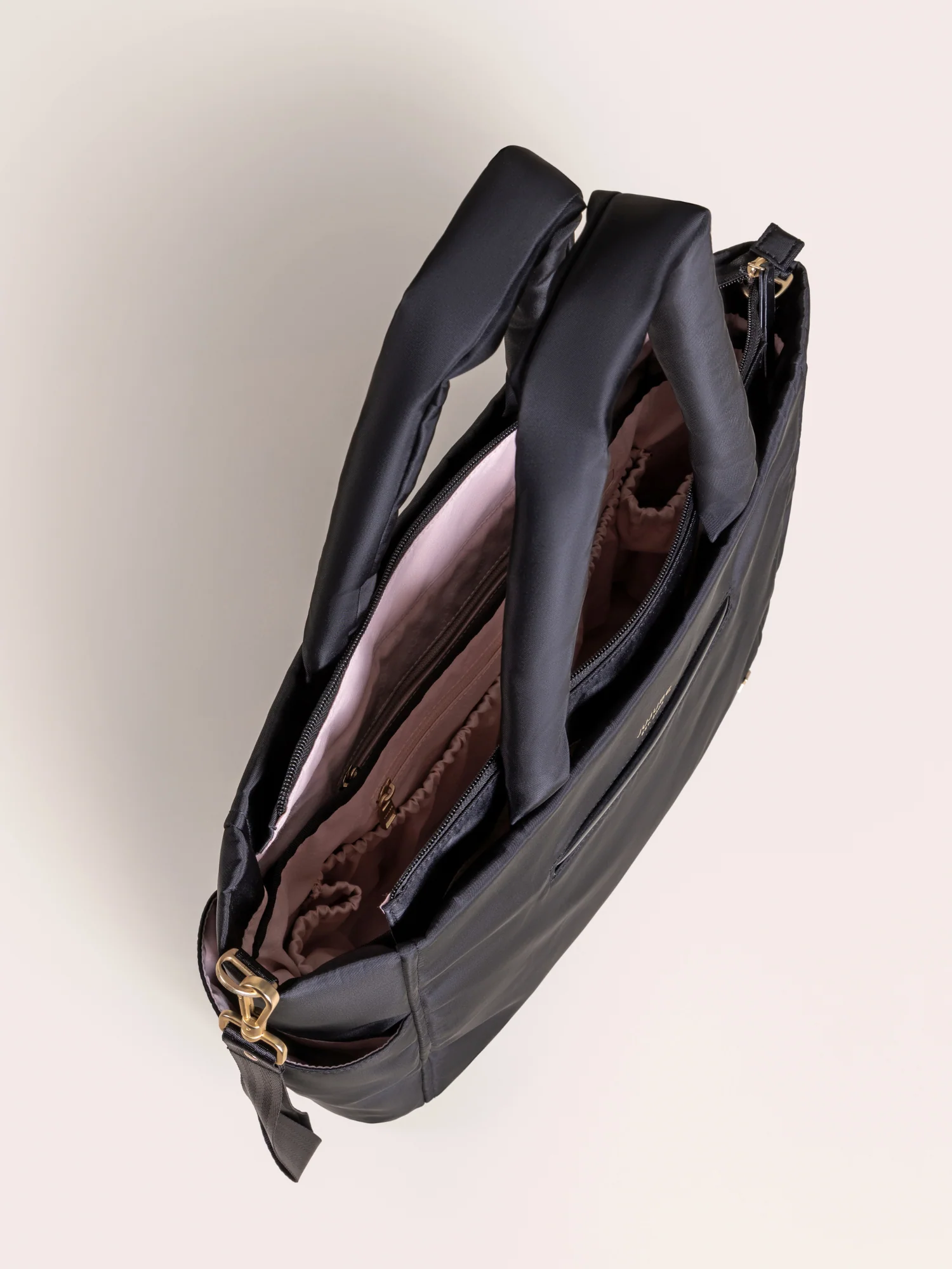 Utility-Strap Tote Diaper Bag - Black - Image 6