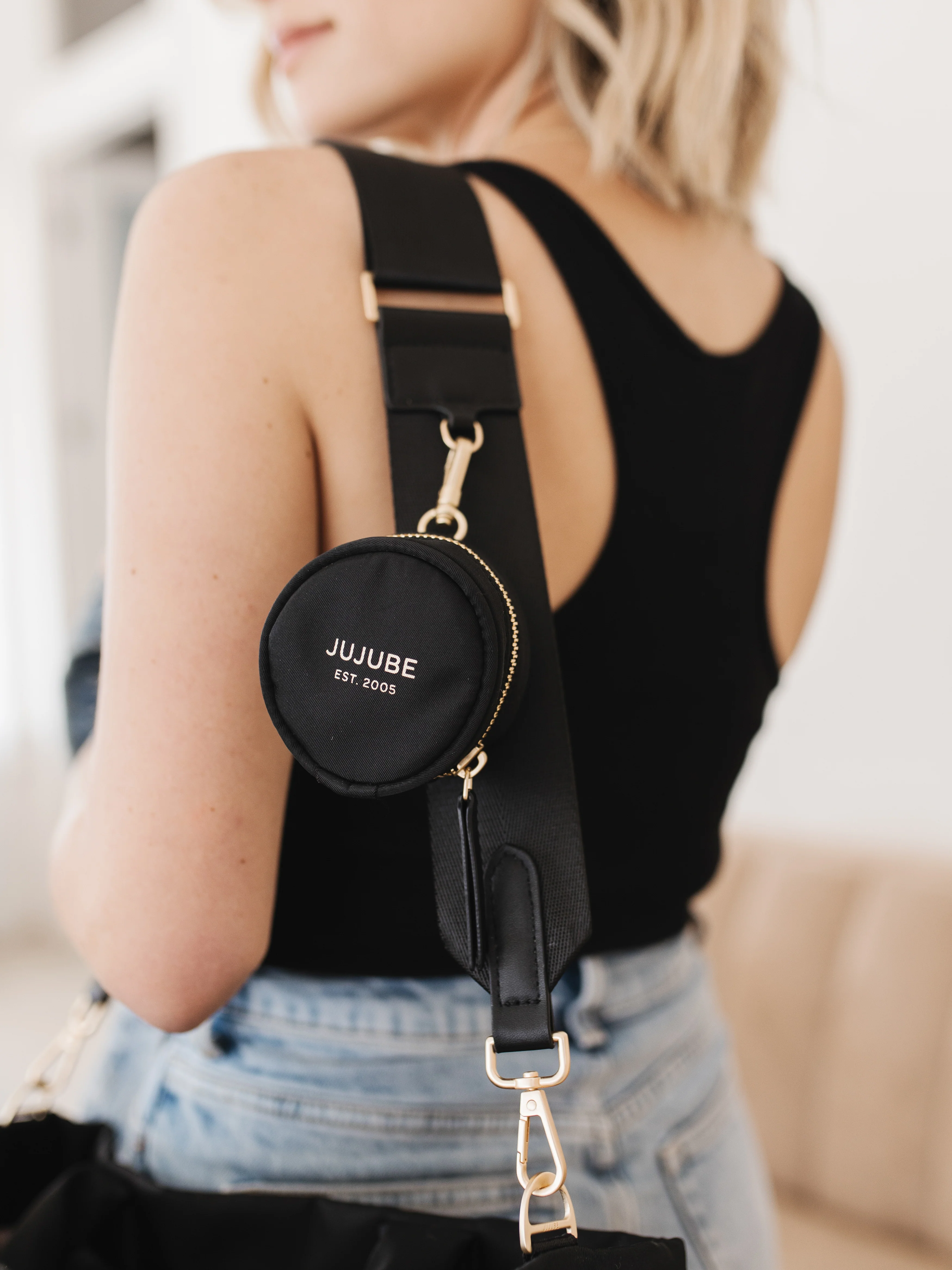 Utility-Strap Tote Diaper Bag - Black - Image 9